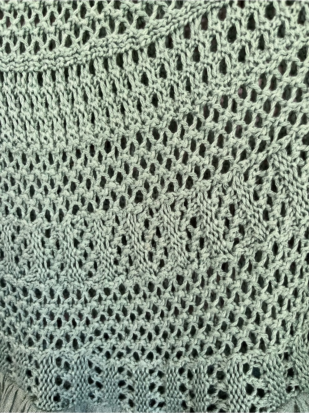 Entro Green Crochet Knit Ruffle Tiered Boho Blouse Top Size S - Picture 4 of 5